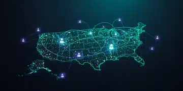 Navigating the 2025 US startup funding landscape for seed-stage companies, with digital network connections