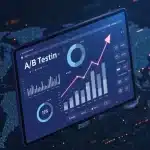A/B Testing with Advanced Analytics: Boost US Conversions 10% by 2025 Advanced A/B testing dashboard showing conversion rate optimization for US websites