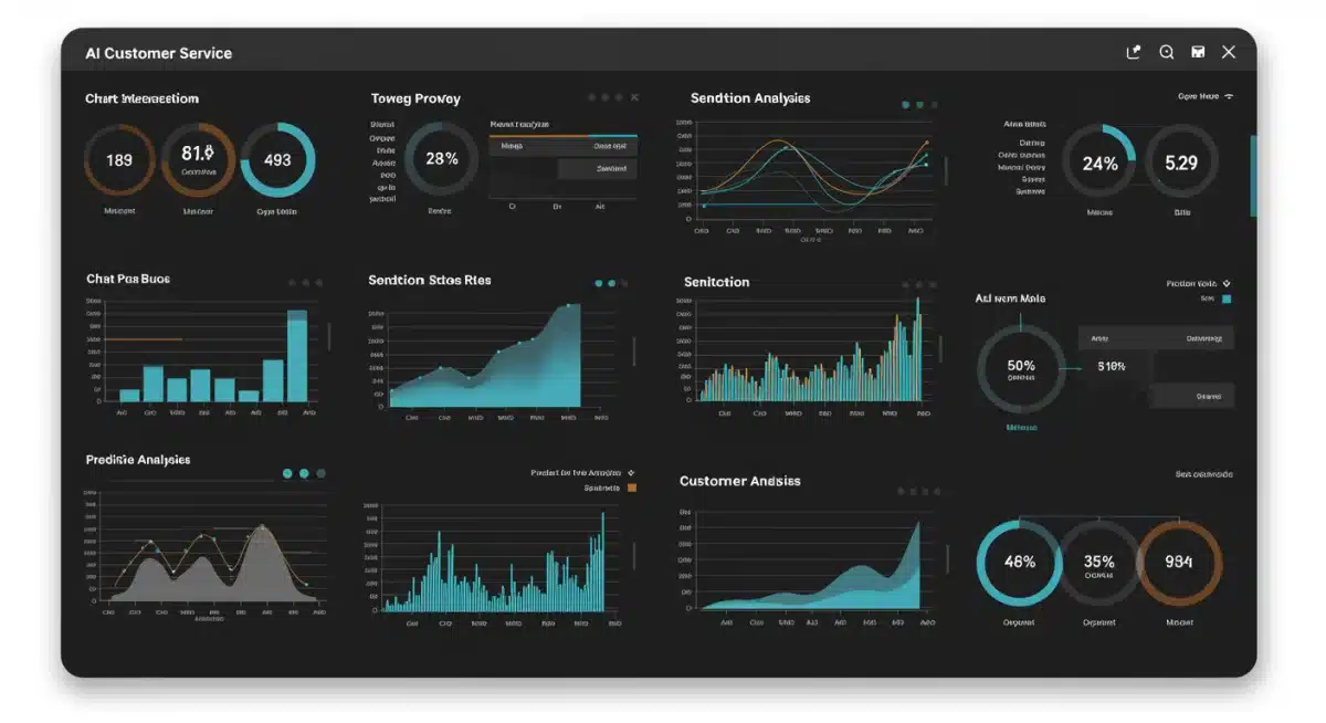 AI customer service dashboard displaying analytics and performance metrics
