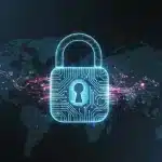 AI-powered cybersecurity protecting US business data with advanced digital lock