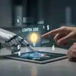 AI and human collaboration in content creation, showing financial savings.
