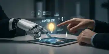 AI and human collaboration in content creation, showing financial savings.