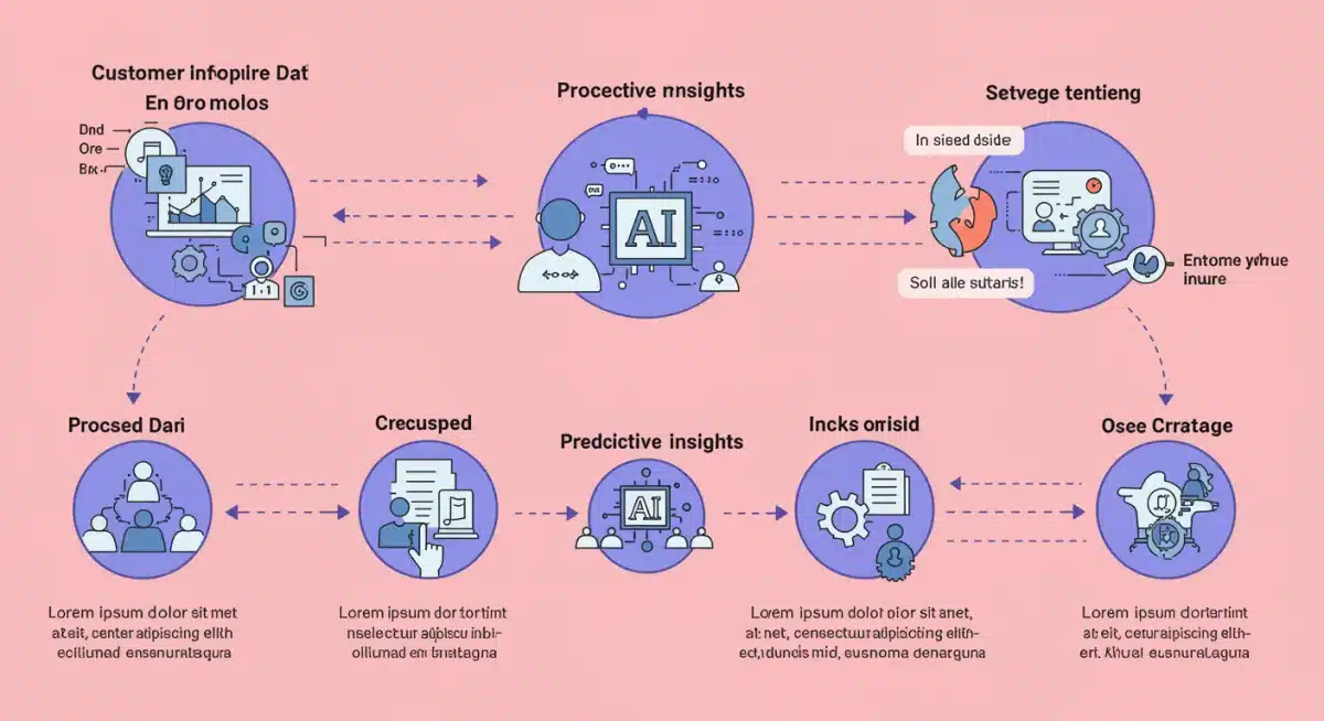 Customer data flow through AI models for predictive sales and marketing.