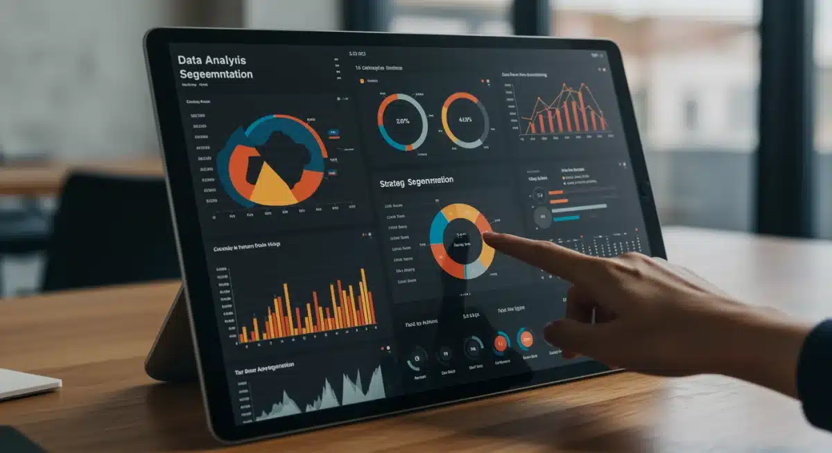 Data analytics dashboard displaying customer behavior insights and segmentation metrics