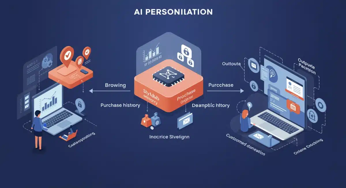 Infographic depicting data flow for AI personalization in e-commerce