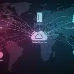Futuristic network diagram showing edge computing reducing latency for US businesses in 2025