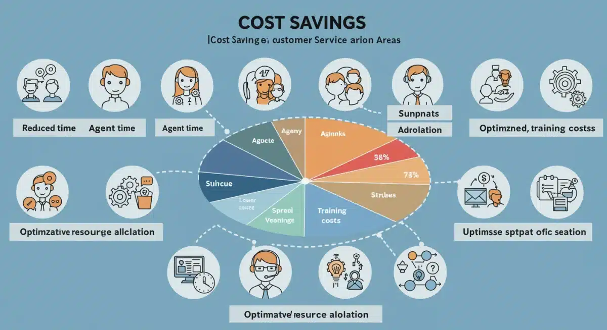 Infographic showing financial benefits and operational cost reductions from AI customer service.