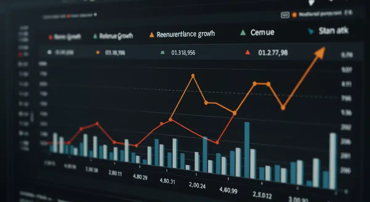 Financial dashboard showing key performance indicators and growth metrics