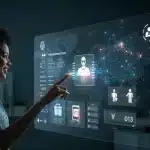 Futuristic e-commerce interface with AI personalized recommendations