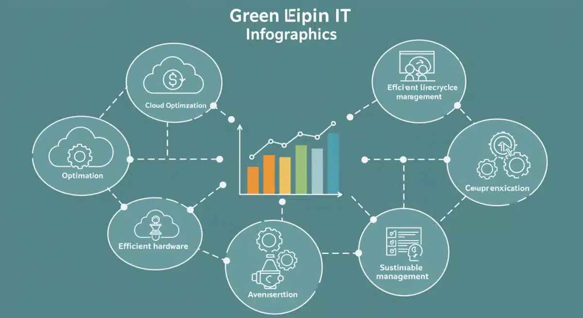 Infographic detailing green IT components and their collective impact on reducing carbon emissions.