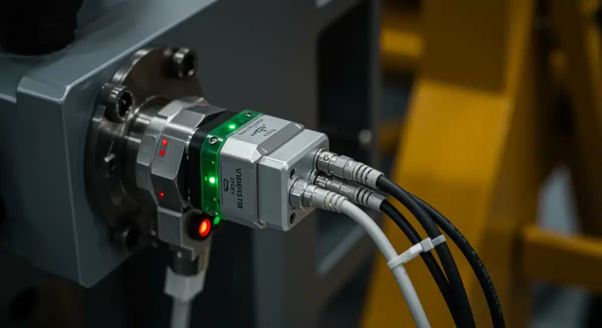 Industrial IoT sensor monitoring machinery performance data