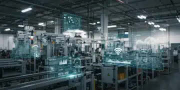 Modern US manufacturing facility showcasing interconnected IoT devices and real-time data analytics for operational efficiency.