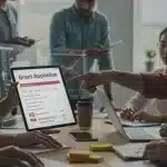 Diverse tech startup team collaborating on grant applications for Q1 2025 funding