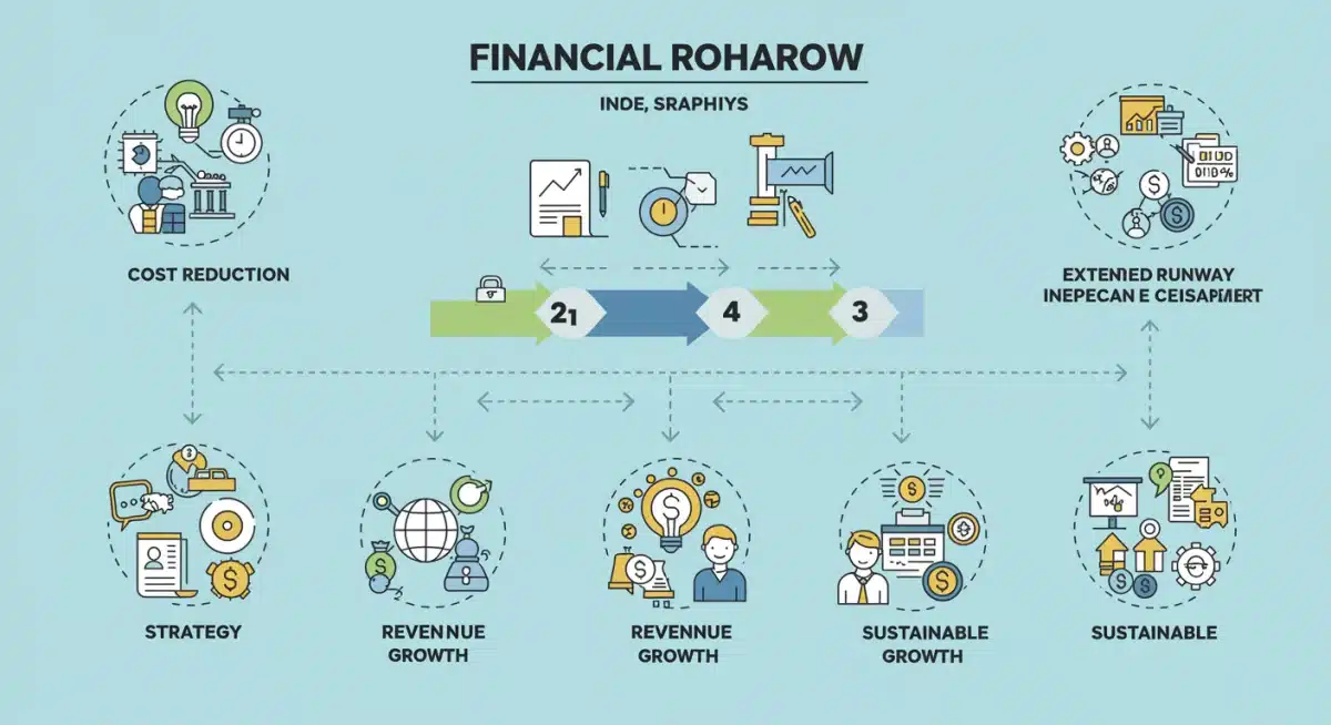 Infographic depicting a comprehensive financial roadmap for startup burn rate optimization.