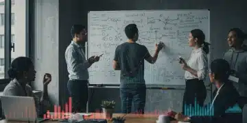 Startup team collaborating on R&D projects, symbolizing financial growth from tax credits