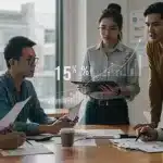 Startup founders and investors discussing growth strategies in a modern office