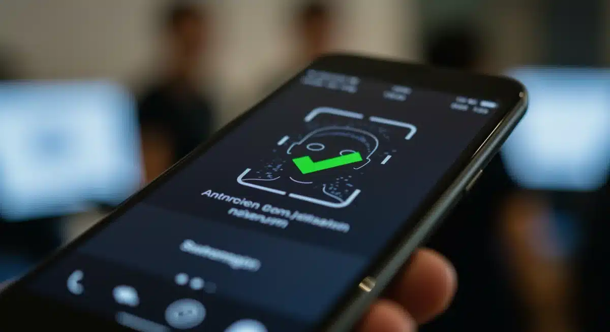 Smartphone showing successful facial recognition authentication, indicating secure access.