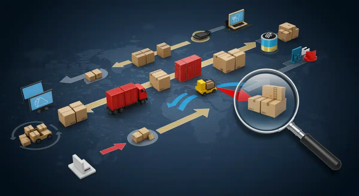 Diagram illustrating a complex supply chain with highlighted vulnerability points