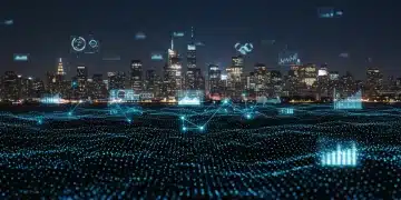 Futuristic digital landscape illustrating US business intelligence evolution