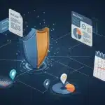 US Data Privacy Regulations: Analytics Changes & 2025 Adaptation Shield protecting data points on an analytics dashboard with regulatory documents and a calendar for mid-2025, symbolizing US data privacy and compliance.