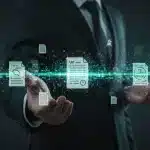 Digital data streams and legal documents symbolizing new US data privacy laws for startups.